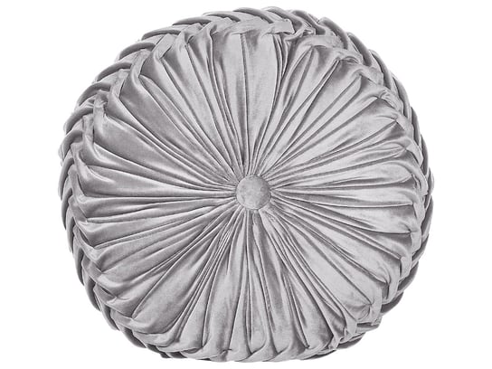 Welurowa poduszka dekoracyjna z plisami ⌀ 40 cm szara UDALA Beliani