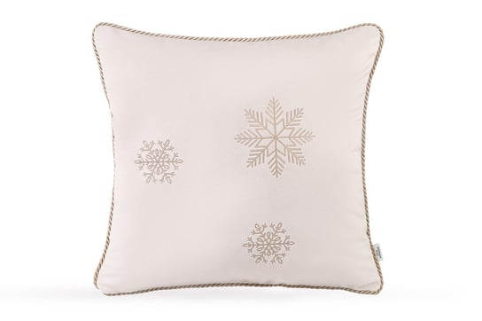 Welurowa złota poduszka zimowa Snowflake VI ze złotym haftem Doram design