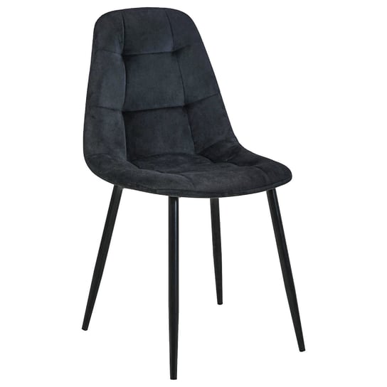 Welurowe krzesło tapicerowane pikowane SJ.1 Czarne FABRYKA MEBLI AKORD