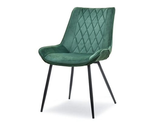 Welurowe Krzesło Z Przeszyciem W Karo Adel Butelkowy Zielony-Czarny MEBEL-PARTNER