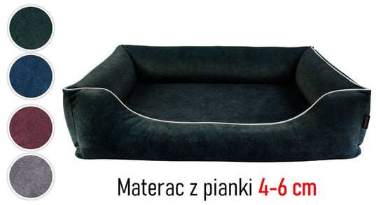 Welurowe legowisko kanapa łóżko materac mata dla małego psa 65x50 Sofa Barcelona TwinFoam pianka 4 cm rozbieralne zielone/białe Mestizo