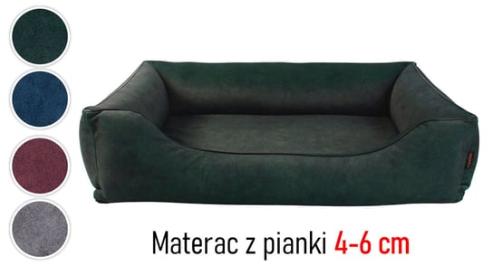 Welurowe legowisko kanapa łóżko materac mata dla małego psa 80x60 Sofa Barcelona TwinFoam pianka 4 cm rozbieralne zielone/czarne Mestizo