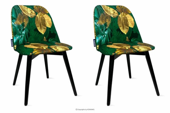 Welurowe zielone krzesła kwiaty złote 2szt BAKERI Konsimo Konsimo