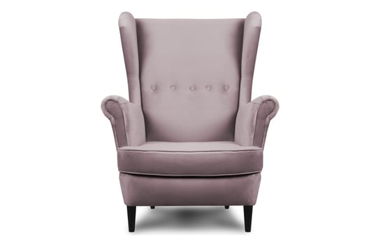 Welurowy fotel uszak różowy LETO Konsimo