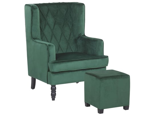 Welurowy fotel z podnóżkiem BELIANI Sandset, zielony, 50x53 cm Beliani