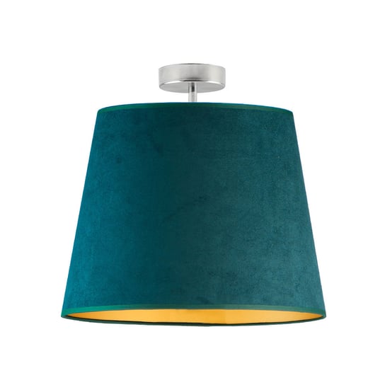 Welurowy plafon, lampa sufitowa do jadalni KAIR VELUR 1xE27, zieleń butelkowa ze złotym wnętrzem LYSNE