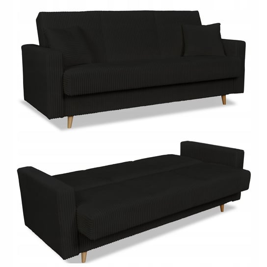 Wersalka kanapa Rene sofa rozkładana pojemnikiem Family Meble sztruks czarna Family meble
