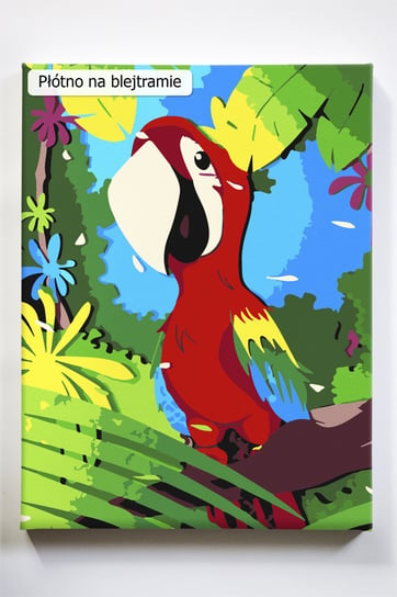 Wesoła papuga, ptak, egzotyka, kolory, malowanie po numerach, blejtram Akrylowo