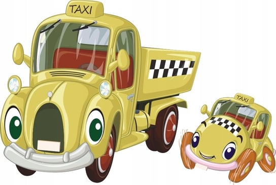 Wesoła taksówka taxi zestaw naklejek Pojazdy 228, 120x80 cm Naklejkolandia