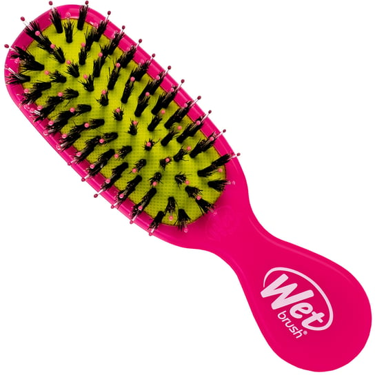 Wet Brush Mini Shine Enhancer pink czarna kompaktowa szczotka z włosiem dzika, nabłyszcza i wygładza Wet Brush