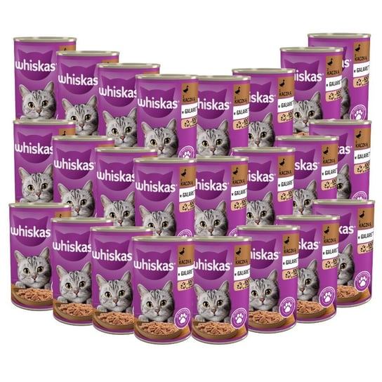WHISKAS 1+ z Kaczką w Galaretce 24x400 g Puszka Mokra karma dla kotów dorosłych Whiskas
