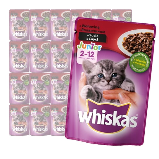 Whiskas Junior Saszetka 24 Szt. Mokra Karma Dla Kotów Z Wołowiną W Sosie Whiskas