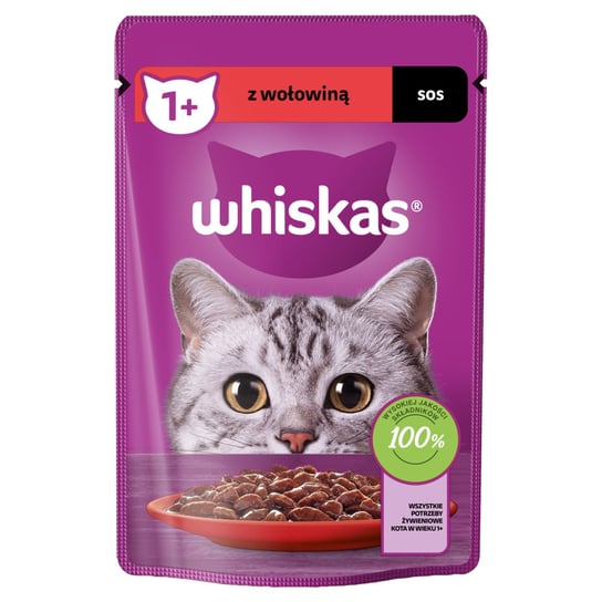 Whiskas, Karma dla kotów, Saszetki, z Wołowiną, 85g Whiskas