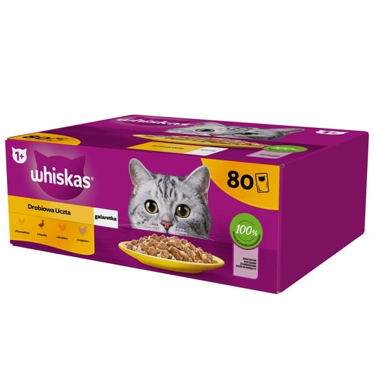 Whiskas mokra karma dla kota, Drobiowa Uczta w galaretce, 80x85 g Whiskas