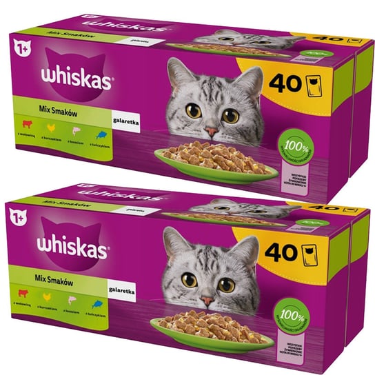 WHISKAS MOKRA KARMA DLA KOTA MIX SMAKÓW W GALARETCE 85g x 80 Whiskas