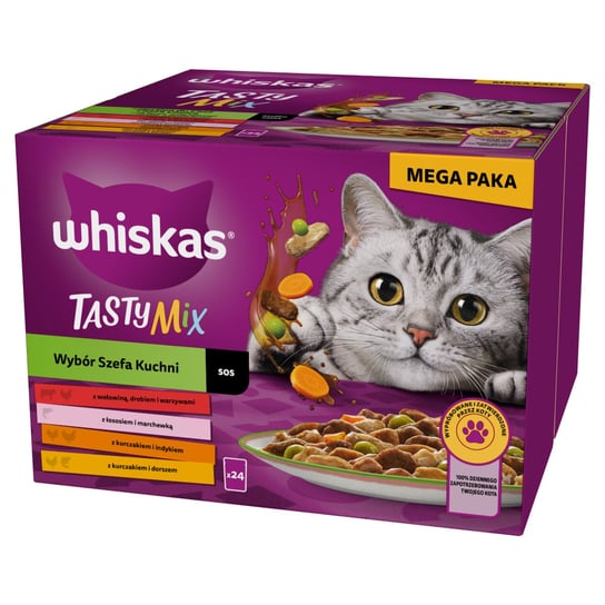 WHISKAS mokra karma dla kota mix smaków w sosie saszetki 24x85 g Whiskas
