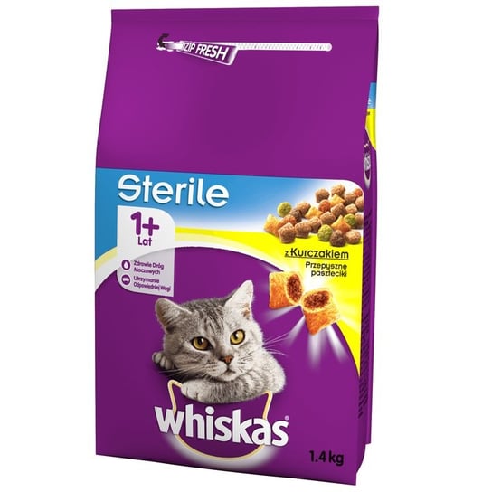 WHISKAS Sterile sucha karma dla kota po sterylizacji z kurczakiem 1,4 kg Whiskas