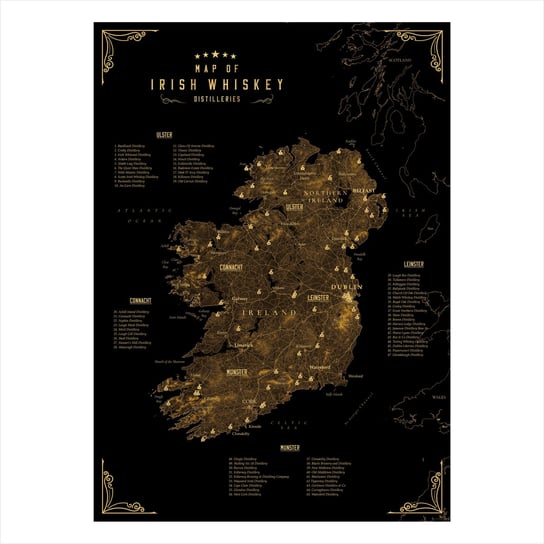 Whiskey Irlandia regiony destylarnie plakat 40x50cm Mapsbyp