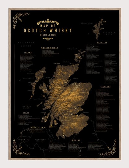 Whisky Szkocja (regiony, destylarnie) plakat mapa 40x50 cm / Mapsbyp Mapsbyp