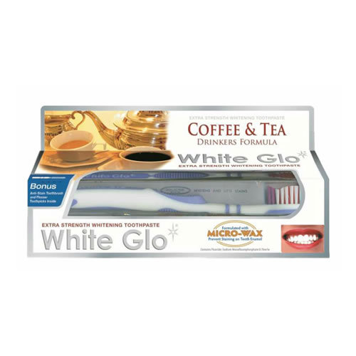 White Glo, Coffee&Tea, wybielająca pasta do zębów, 100 ml + szczoteczka White Glo