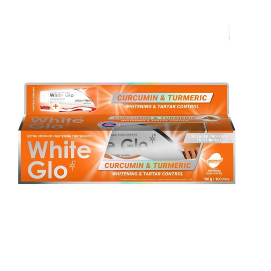 White Glo, Curcumin & Turmeric Toothpaste wybielająca pasta do zębów z kurkuminą i kurkumą 150g/100ml + szczoteczka White Glo