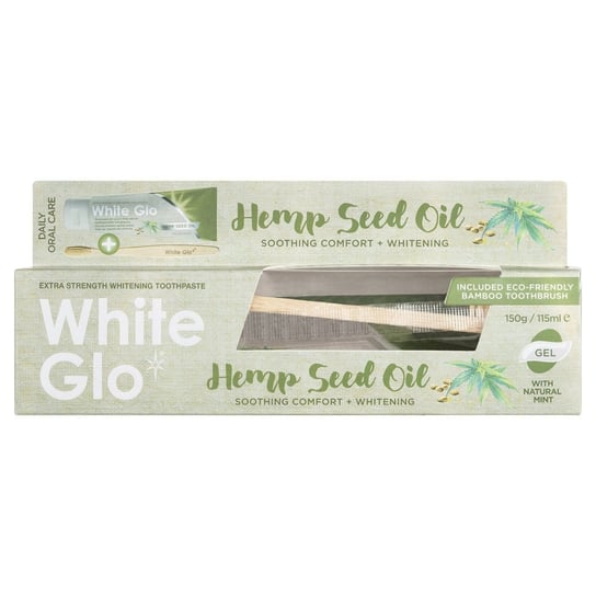 White Glo, Hemp Seed Oil Toothpaste wybielająca pasta do zębów z olejem konopnym 150g/115ml + bambusowa szczoteczka White Glo