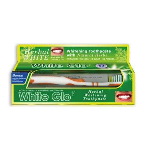 White Glo, Herbal Whitening Toothpaste, Wybielająca Ziołowa Pasta Do Zębów Ze Szcoteczką, 100 Ml White Glo