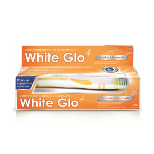 White Glo, Smoker Formula, wybielająca pasta do zębów dla palaczy+szczoteczka, 150 g White Glo