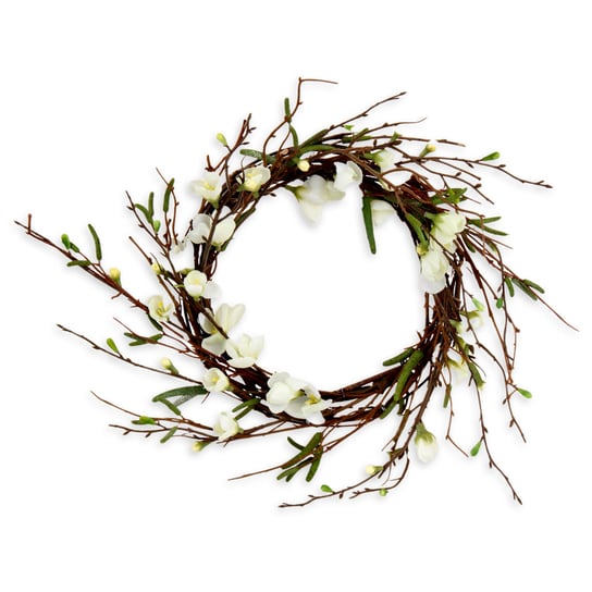 Wianek Białe Kwiaty, Spring Vibes, Drewniany, Średnica 25 cm Empik