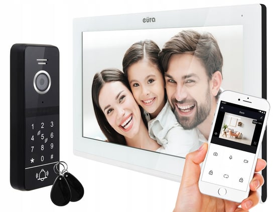 Wideodomofon ''Eura'' Vdp-97C5 - Biały, Monitor 7'', Wifi, Kamera 960P, Rfid, Szyfrator Inna marka