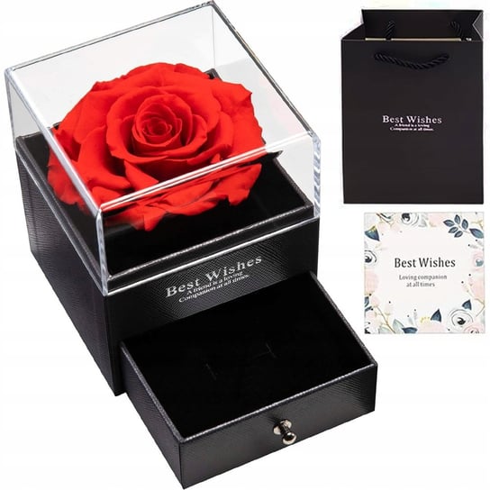 Wieczna Róża W Pudełku Prezent Szkatułka Szufladka Na Naszyjnik Biżuterię VERK GROUP
