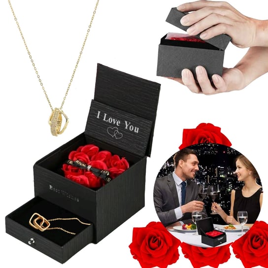 Wieczna Róża W Pudełku Prezent Walentynki Szkatułka+Naszyjnik Inna marka
