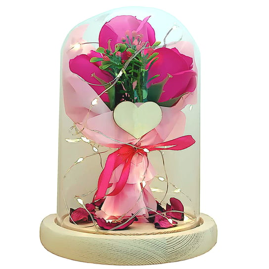 Wieczna róża w szkle ciemno różowy bukiet dla niej Inny producent
