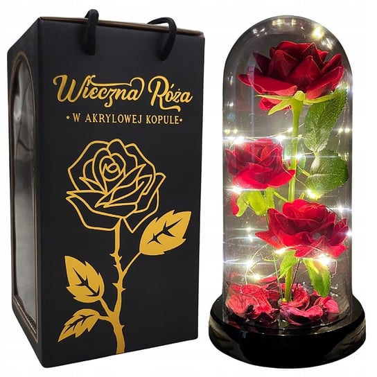 Wieczna Róża W Szkle Led Świecąca Na Baterie + Kabel Usb Prezent LEOPARD