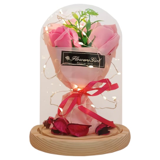Wieczna róża w szkle led świecąca różowa róża Inny producent