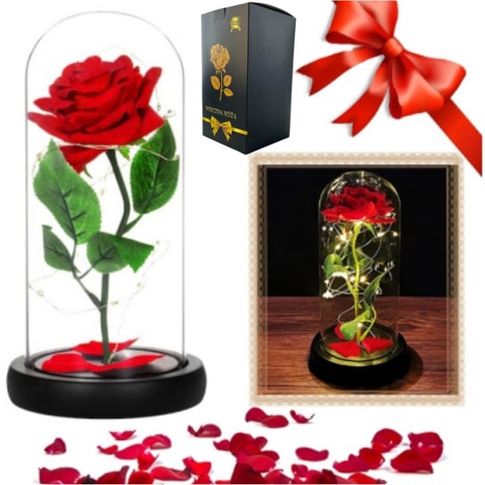 Wieczna Róża w Szkle Prezent Świecąca Led dla Babci Dziadka Żony Walentynki Inna marka