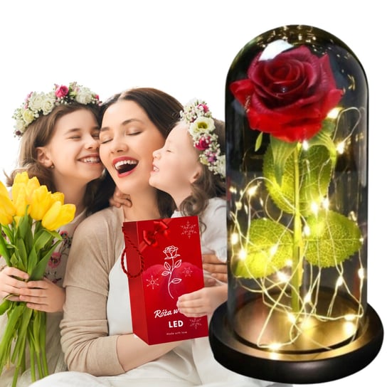 Wieczna Róża W Szkle Prezent Świecąca LED [Se-Roz1] Inna marka