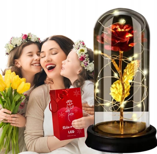 Wieczna Róża W Szkle Prezent Świecąca LED [Se-Roz2] Inna marka