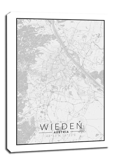 Wiedeń mapa czarno biała - obraz na płótnie 50x70 cm Galeria Plakatu