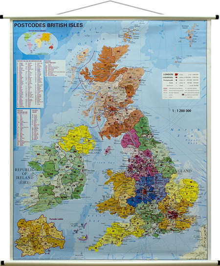 Wielka Brytania. Mapa ścienna kody pocztowe 1:1 200 000, Stiefel Opracowanie zbiorowe