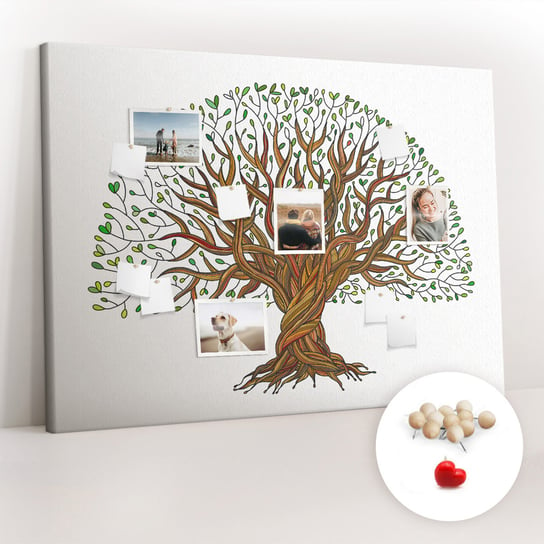Wielka Tablica Korkowa 100x140 cm z grafiką - Drzewo korzenie + Drewniane Pinezki Coloray