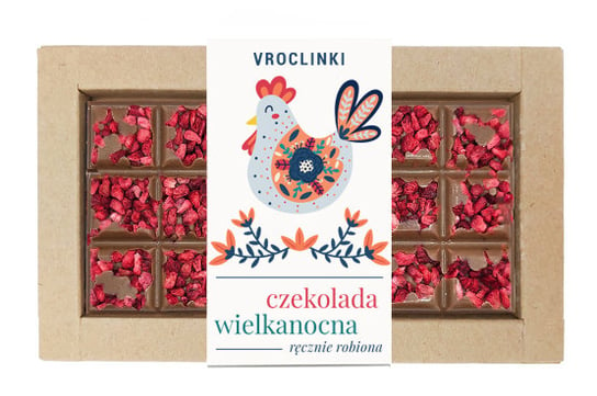 Wielkanocna czekolada z malinami 80g (różne wzory do wyboru) Vroclinki - Wrocławskie Praliny