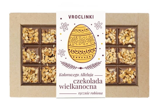 Wielkanocna czekolada z orzechami laskowymi 80g (różne wzory do wyboru) Vroclinki - Wrocławskie Praliny