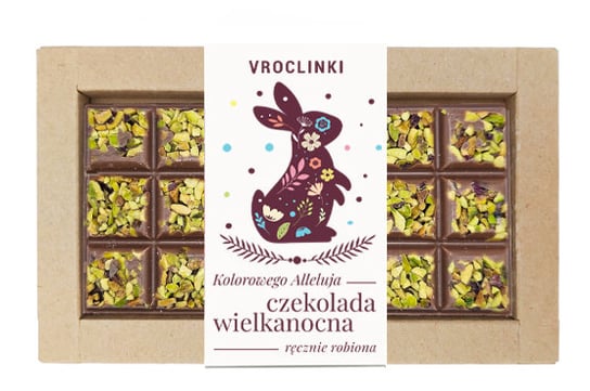 Wielkanocna czekolada z pistacjami 80g (różne wzory do wyboru) Vroclinki - Wrocławskie Praliny