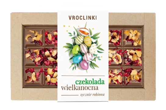 Wielkanocna czekolada z żurawiną i orzechami laskowymi 80g (różne wzory do wyboru) Vroclinki - Wrocławskie Praliny