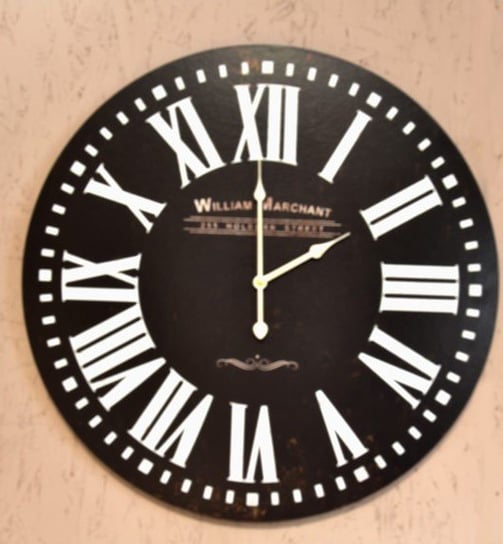 Wielki zegar ścienny, czarno-biały, 60 cm 