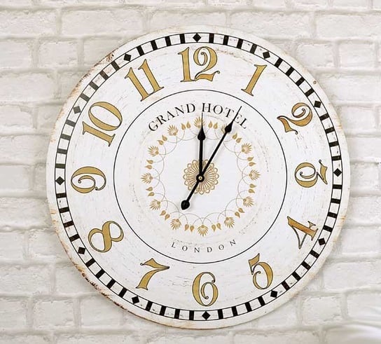 Wielki zegar ścienny GRAND HOTEL, kremowo-złoty, 60 cm Cosmeceuticum