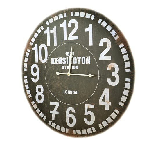 Wielki zegar ścienny KENSINGTON STATION, czarno-biały, 60 cm STRADO