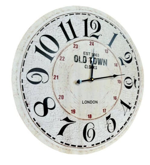 Wielki zegar ścienny OLD TOWN CLOCK, biały, 60 cm 