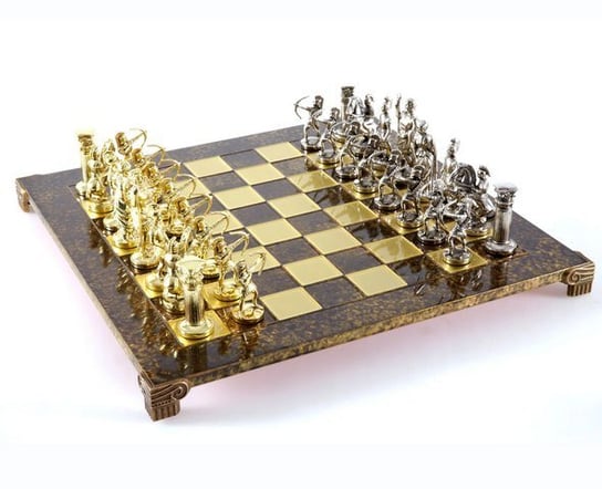 Wielkie ekskluzywne mosiężne szachy - Złocisto-srebrne - Łucznicy 44x44cm - S10BGS GIFTDECO